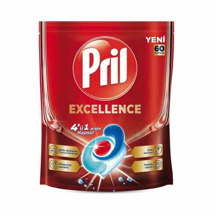 قرص ماشین ظرفشویی ۴ در ۱ پریل مدل Excellence بسته ۶۰ عددی_ضمانت اصالت