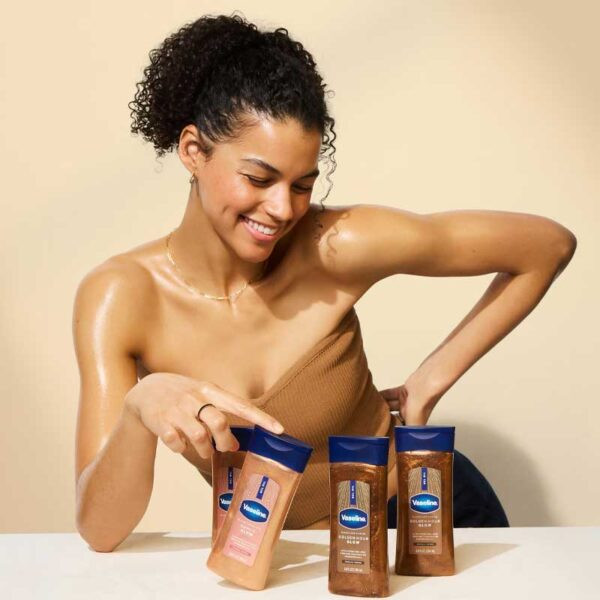 ژل روغن بدن براق کننده وازلین Vaseline مدل Golden Hour Glow Bronze حجم 200ml