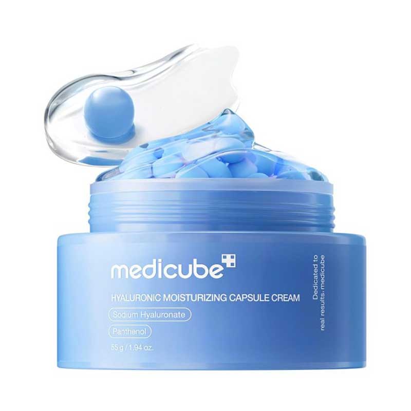 کرم کپسولی هیالورونیک اسید مدی کیوب Medicube آبرسان و مرطوب کننده عمقی پوست مدل Hyaluronic Acid Capsule Cream حجم 55g