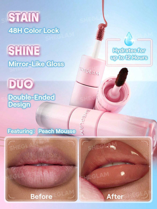 تینت لب و لیپ گلاس دوکاره شیگلم SHEGLAM 2 In 1 Lip Duo