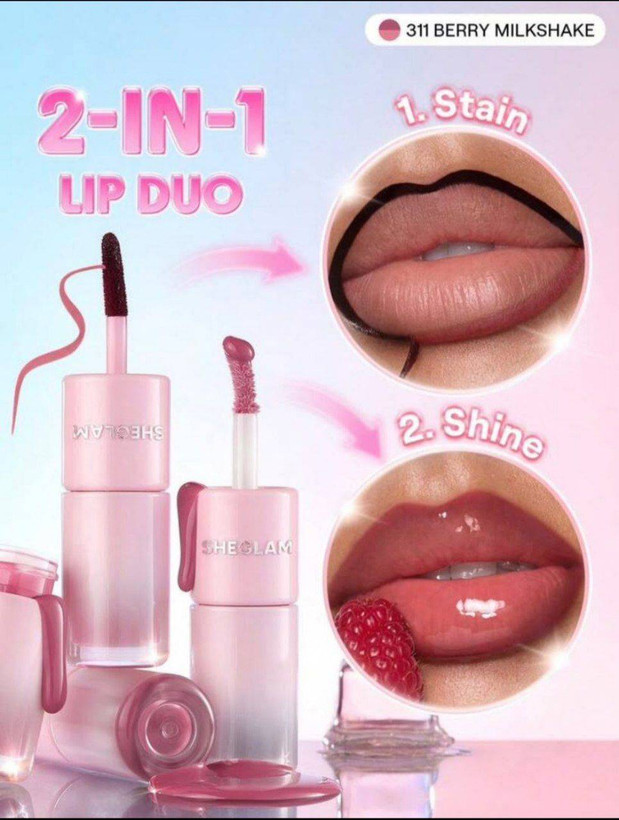 تینت لب و لیپ گلاس دوکاره شیگلم SHEGLAM 2 In 1 Lip Duo