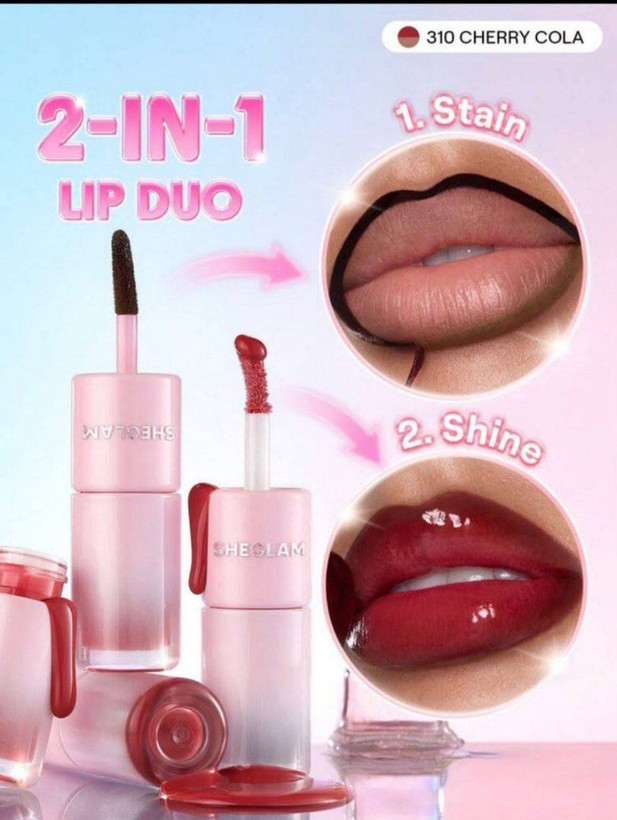 تینت لب و لیپ گلاس دوکاره شیگلم SHEGLAM 2 In 1 Lip Duo
