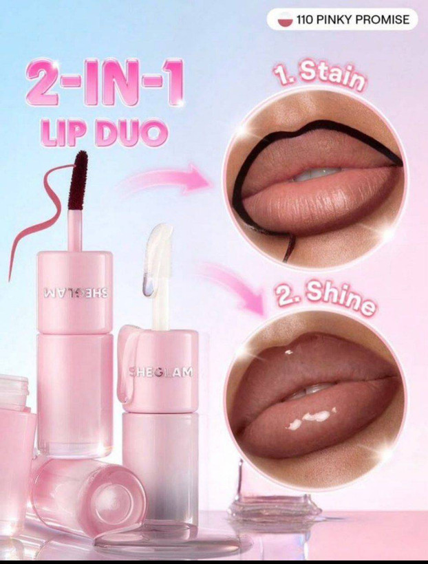 تینت لب و لیپ گلاس دوکاره شیگلم SHEGLAM 2 In 1 Lip Duo