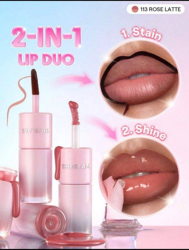 تینت لب و لیپ گلاس دوکاره شیگلم SHEGLAM 2 In 1 Lip Duo