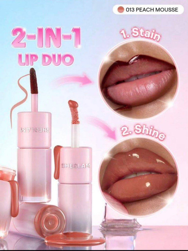تینت لب و لیپ گلاس دوکاره شیگلم SHEGLAM 2 In 1 Lip Duo