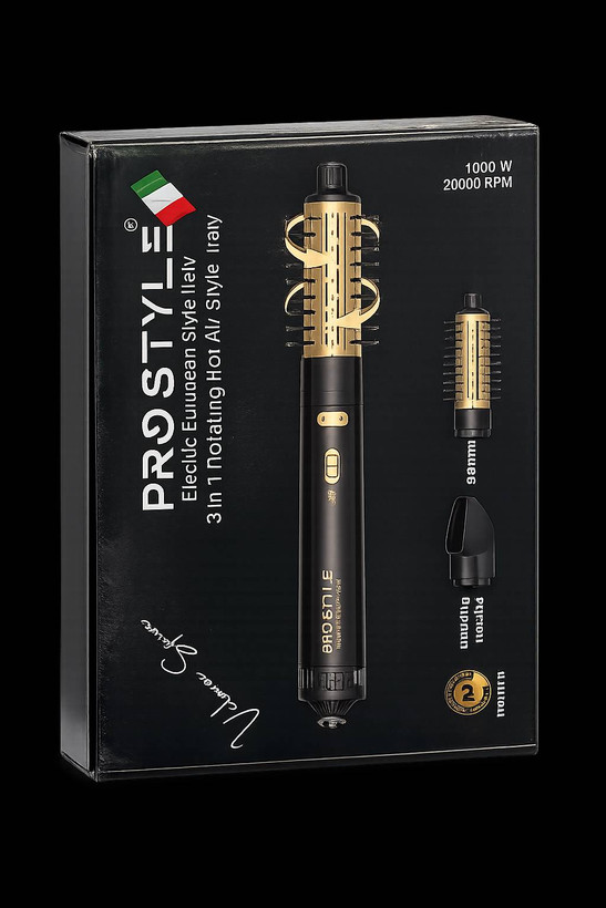سشوار چرخشی پرو استایل ایتالیا PROSTYLE 3in1 | برس چرخشی 38 میلیمتری 1000 وات